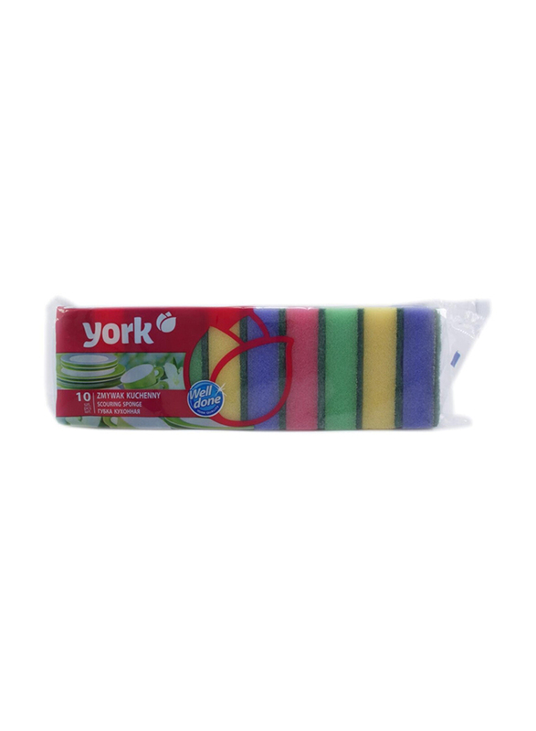 

York Kitchen Cleaning Sponge, Multicolour, 10 Pieces