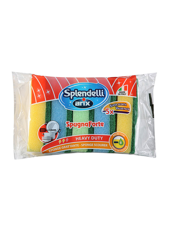 

Arix Splendelli Dishwashing Scourer Sponge, Multicolour, 5 Pieces