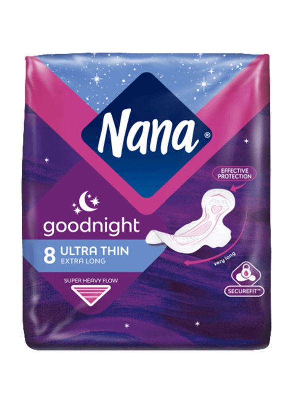 

Nana Ultra Good Night Ultra Thin Sanitary Pads, White, 8 Pieces