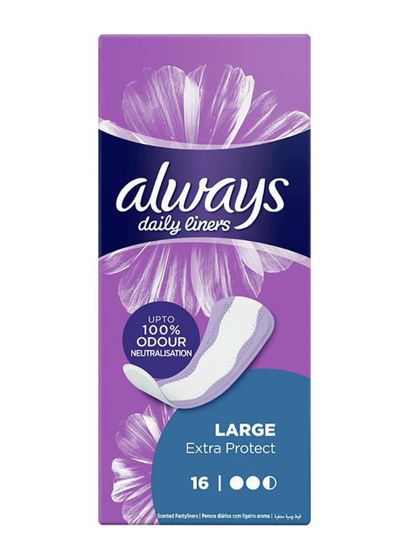 

Always Extra Protect Daily Liners, White, Large, 16 Pieces