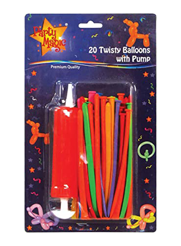 

Party Magic Twisty Balloons with Water Pump, 20 Pieces, Multicolour