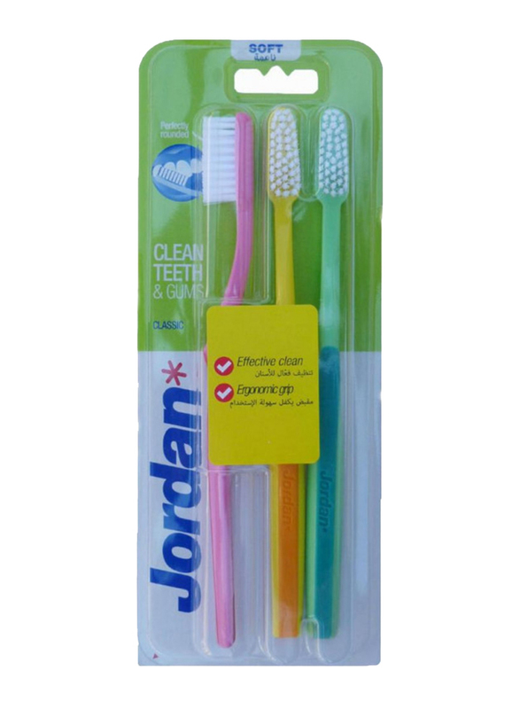 

Jordan Classic Soft Teeth & Gums Toothbrush, Multicolour, 3 Pieces