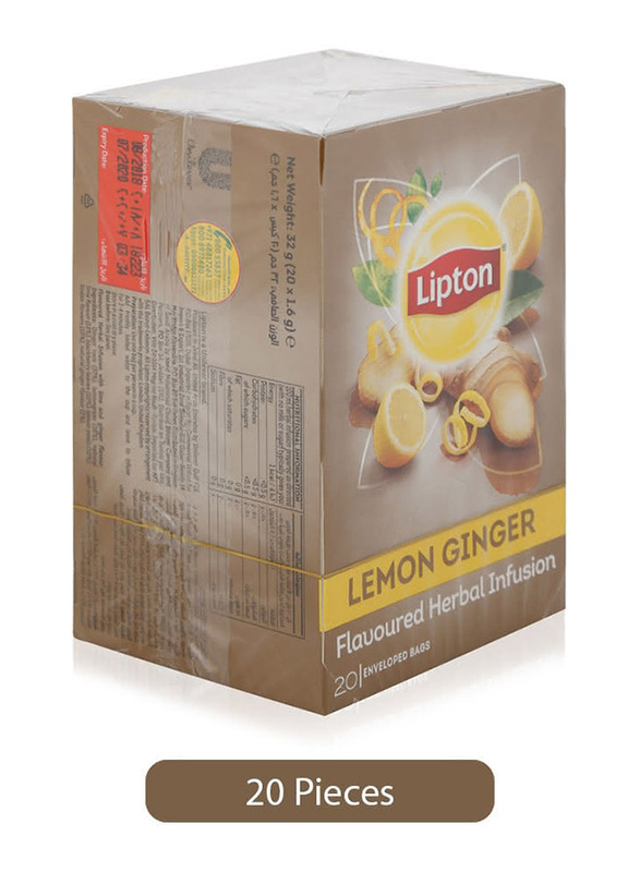 

Lipton Herbal Infusion Lemon Ginger Tea, 20 Tea Bags