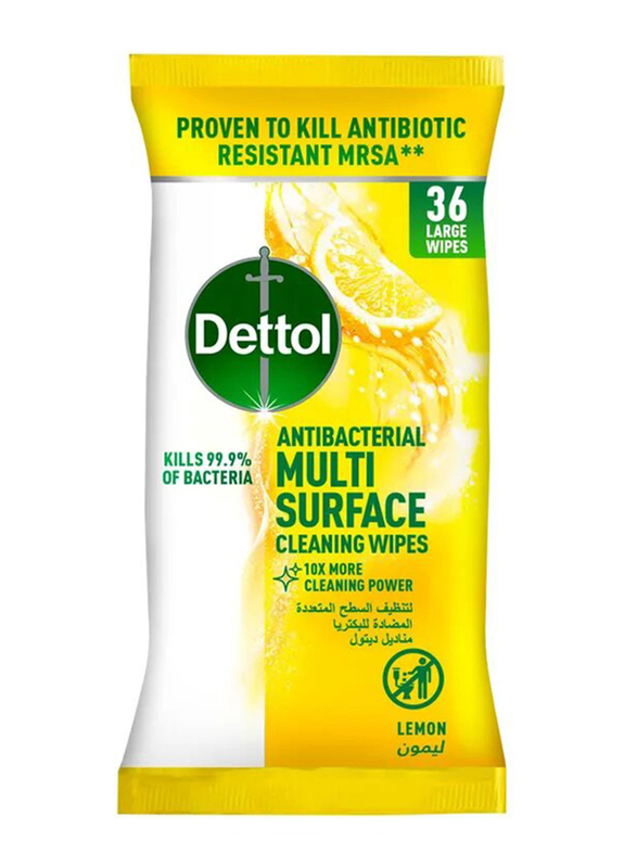 

Dettol Antibacterial Multi Surface Lemon Cleaning Wipes, 36 Pieces