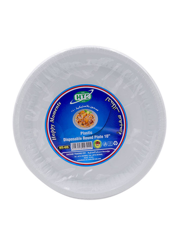 

Hte 10-Inch Plastic Round Disposable Plate, 25 Pieces, White