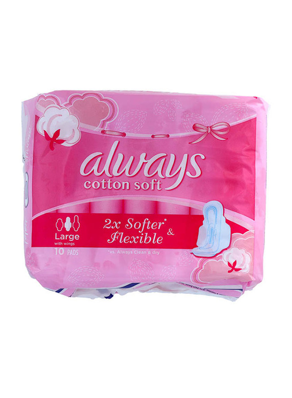 

Always Cotton Soft Sanitary Pads, Large, 10 Pads