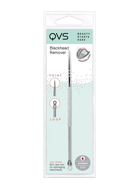

Qvs Dual Ended Stainless Steel Blackhead Remover, Silver
