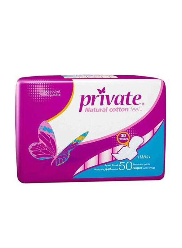 

Private Maxi Pocket Super with Wings, White, 50 Pieces