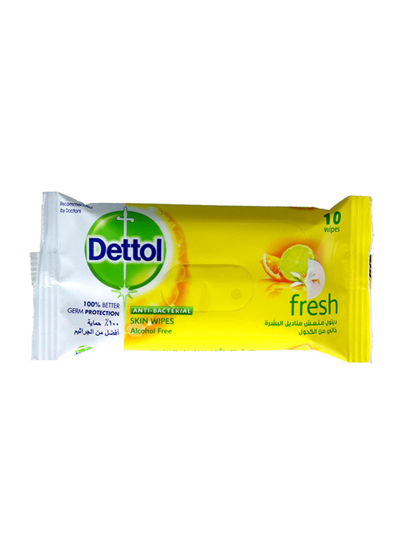 

Dettol Fresh Anti Bacterial Skin Wipes, 10 Sheets