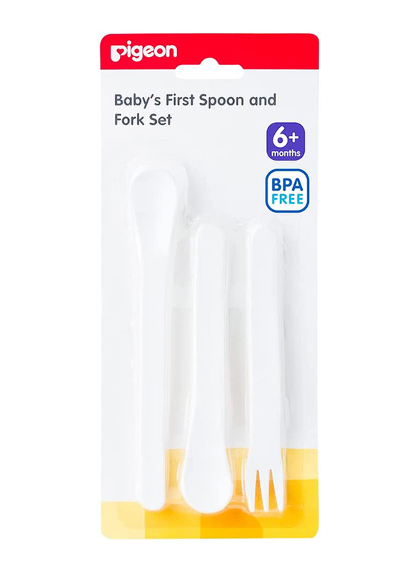 

Pigeon Baby Spoon & Fork Set, 3 Pieces, White