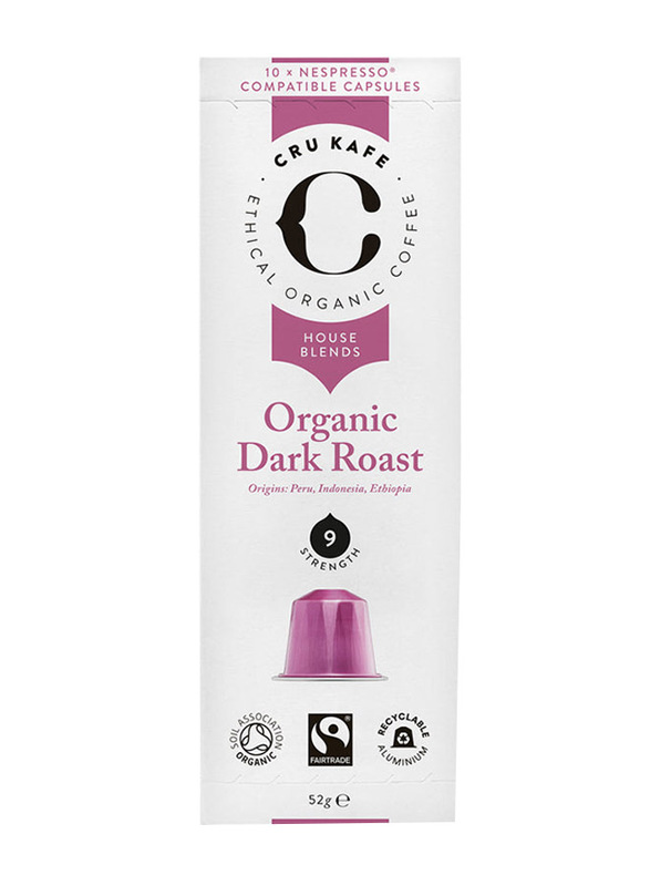 

Cru Kafe Organic Dark Roast Coffee Capsules, 10 Capsules, 52g