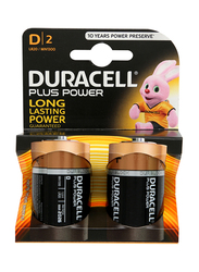 Duracell Plus Power Long Lasting D2 1.5V Batteries, 2 Pieces, Black/Gold