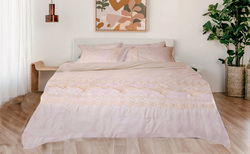 Rou Lane 5pcs High Quality 100% Indian Cotton Duvet Cover Set Super King Light Gold