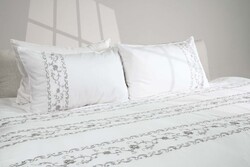 Rou Lane 5pcs High Quality 100% Indian Cotton Duvet Cover Set Super King Majestic Silver