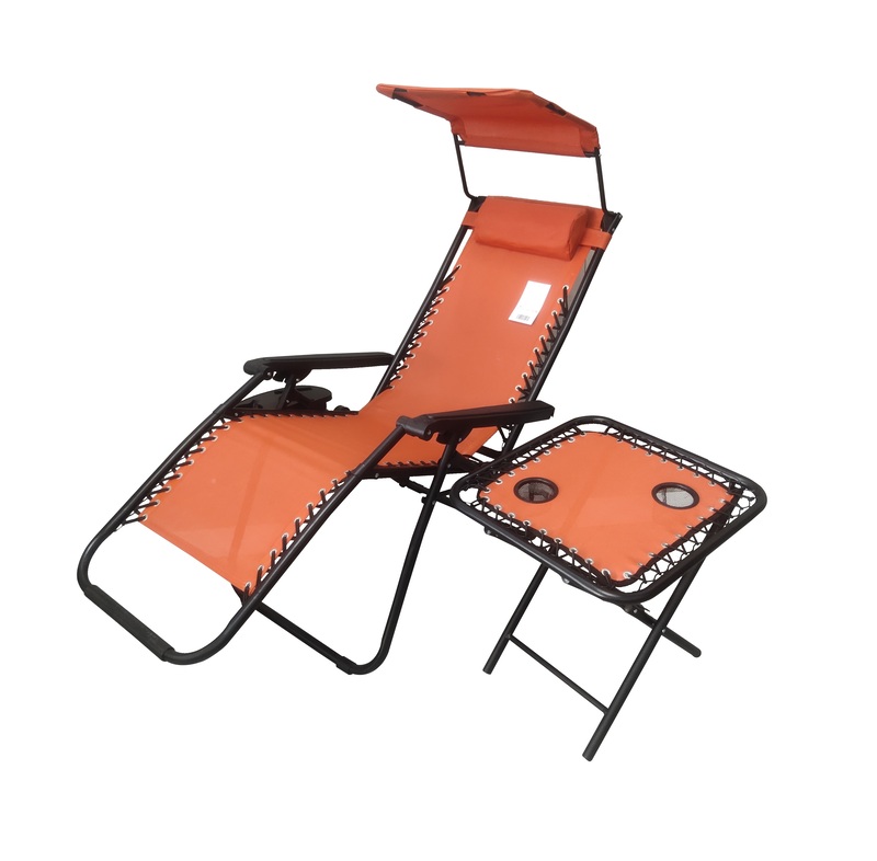 Lounge Outdoor Foldable Chair  with Shade & Table