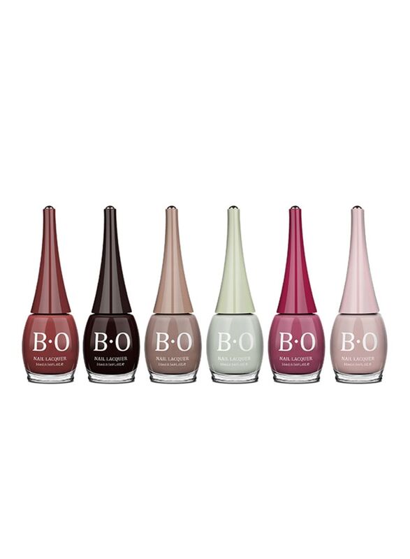 

B.O 6-Piece Nail Lacquer Glossy Nail Polish Set, Multicolour