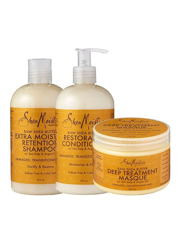 

Shea Moisture Raw Shea Butter Restorative Shampoo and Conditioner for All Hair Types, 3 x 13oz