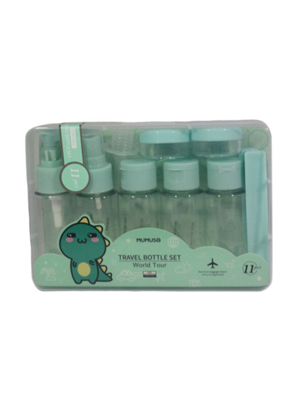 

Mumuso Travel Bottle Set, 11 Pieces, 1002008201, Green