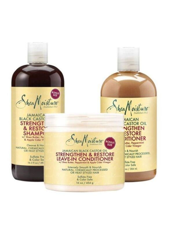 

Shea Moisture Jamaican Black Castor Oil Shampoo & Conditioner Set for All Hair Types, 3 Piece