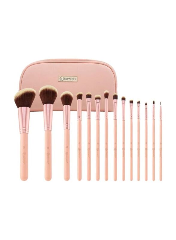 

BH Cosmetics 14-Piece Makeup Brush Set With Cosmetic Case, Pink