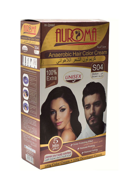 

Auroma Anaerobic Hair Colour Cream with Developer Set, 200ml, Medium Brown