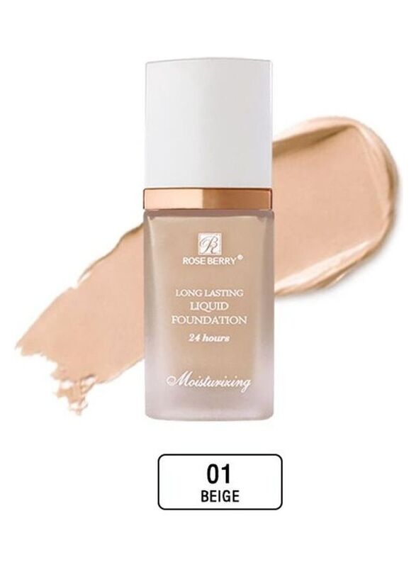 

Rose Berry Long-Lasting Liquid Foundation, 01 Beige, Beige