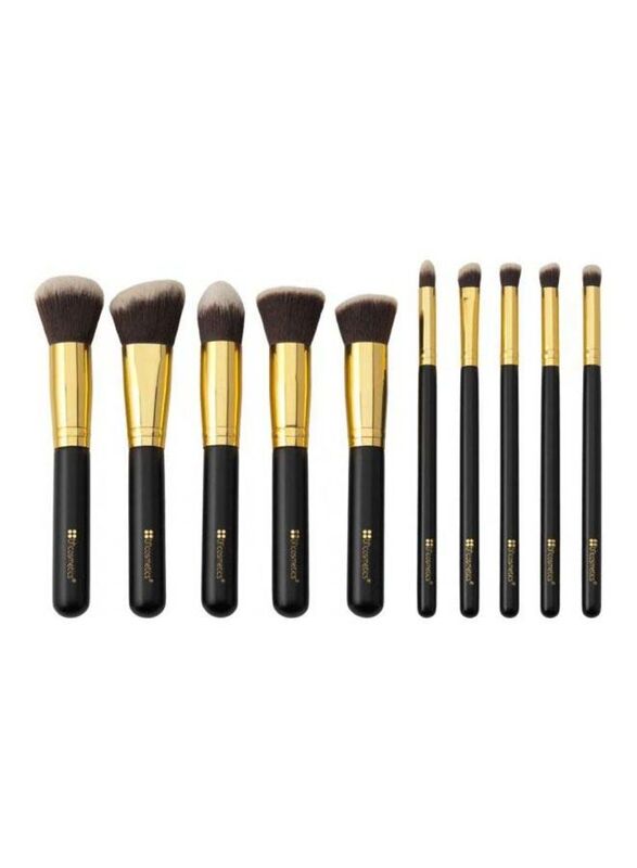 

Bh Cosmetics 10-Piece Makeup Brush Set, Black/Gold