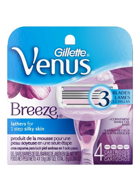 

Gillette Venus Breeze Razor Blade Refills Set, 4 Pieces, Multicolour