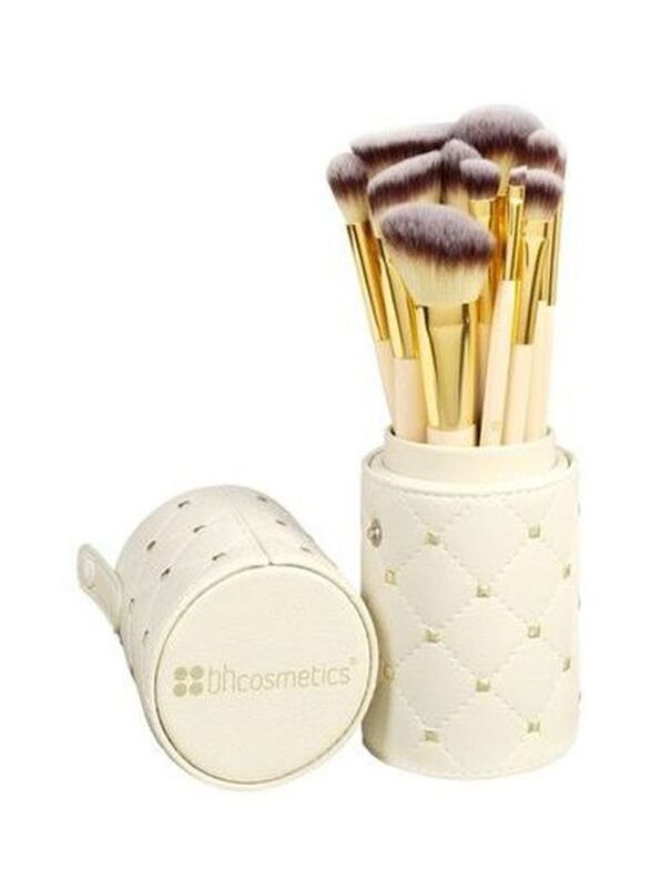

BH Cosmetics 12-Piece Makeup Brush With Storage Case Set, Gold/Beige