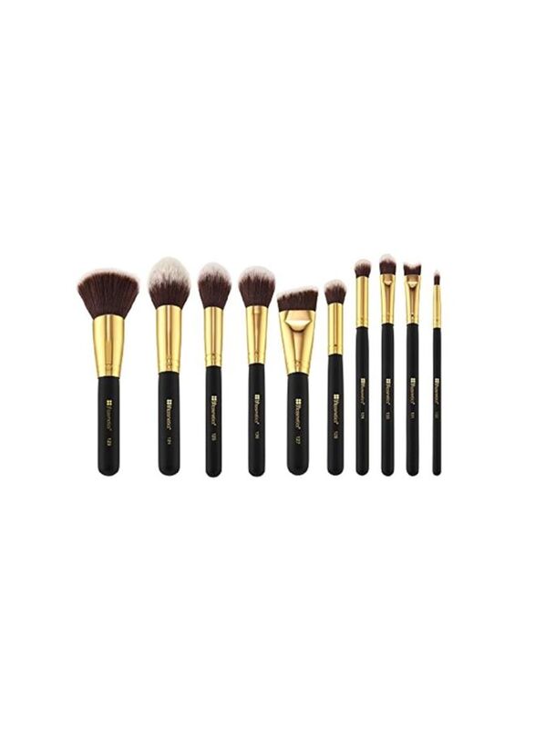 

Bh Cosmetics 10-Piece Sculpt and Blend Brush Set, Golden/Black/Brown