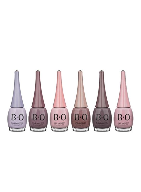 

B.O 6-Piece Nail Lacquer Glossy Nail Polish Set, Multicolour