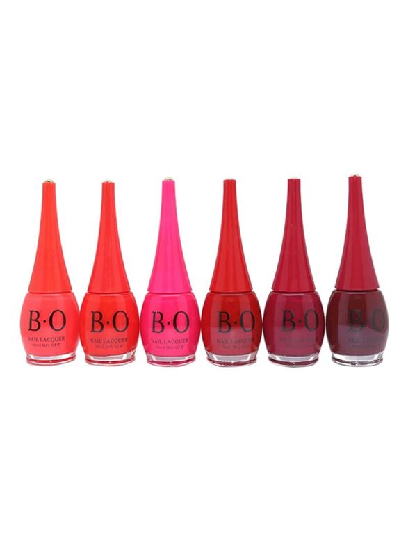 

B.O 6-Piece Nail Lacquer Glossy Nail Polish Set, Multicolour