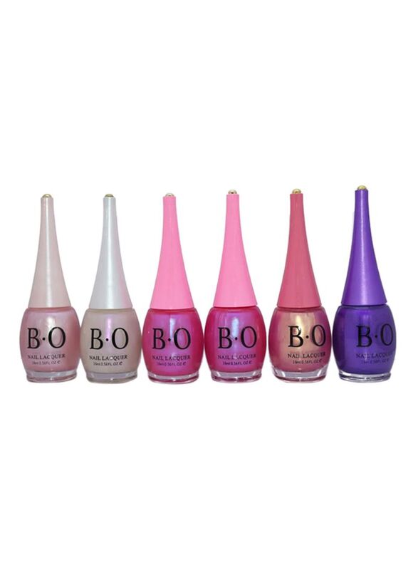 

B.O 6-Piece Nail Lacquer Glossy Nail Polish Set, Multicolour