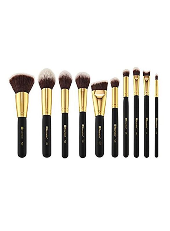 

Bh Cosmetics 10-Piece Sculpt and Blend Brush Set, Black/Gold/Brown