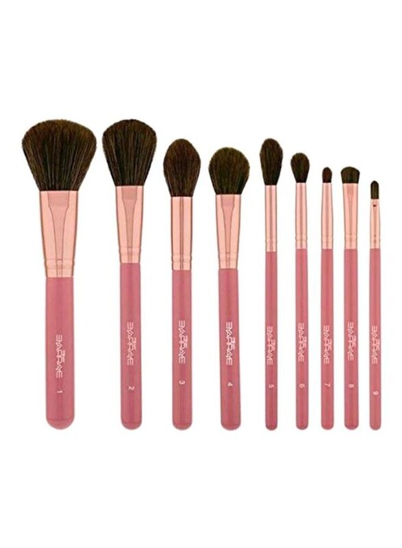 

Bh Cosmetics 9-Piece Synthetic Marvyn Brush Set, Pink/Rose Gold/Brown