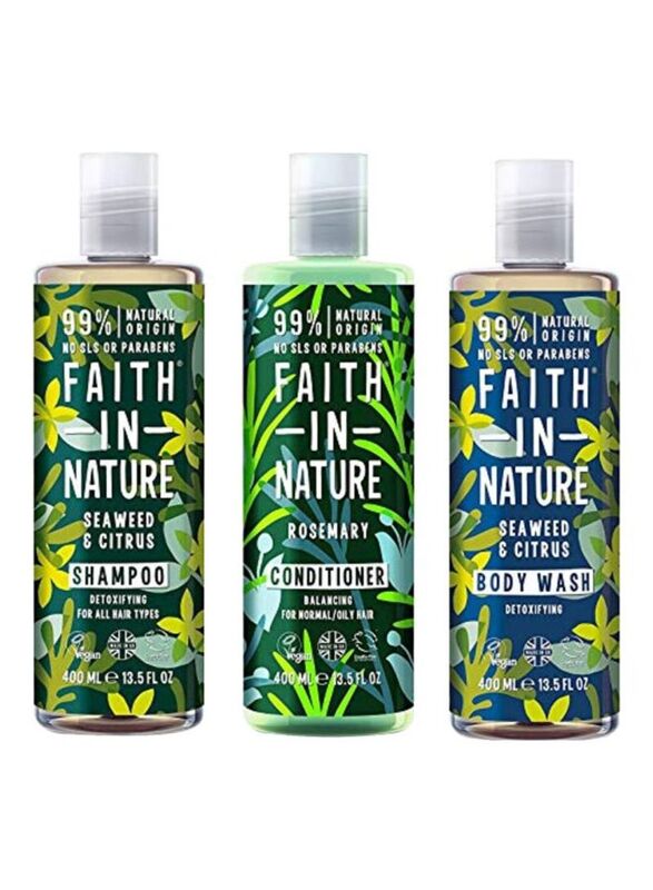 

Faith in Nature Seaweed & Citrus Shampoo & Conditioner with Body Wash, 3 Piece