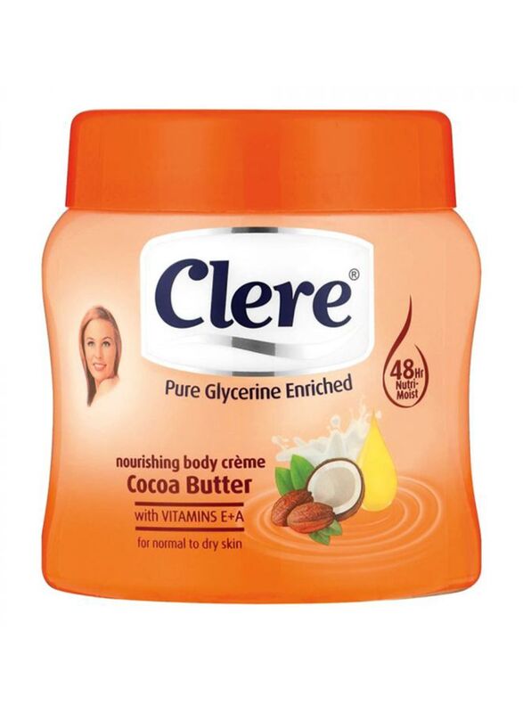 

Clere Body Clere Cocoa Butter Body Cream with Vitamins E+A, 500ml