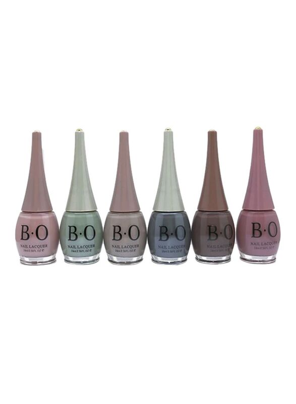 

B.O 6-Piece Nail Lacquer Glossy Nail Polish Set, Multicolour