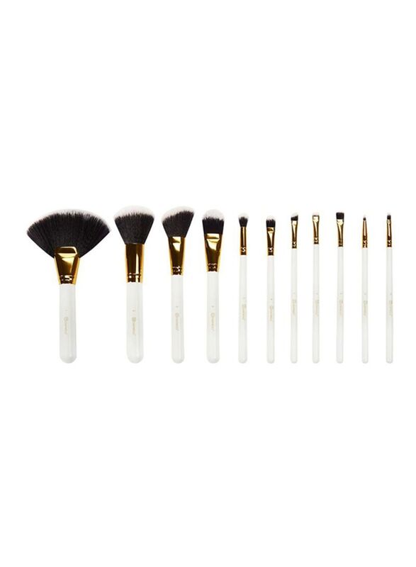 

Bh Cosmetics 11 Piece Makeup Brush Set, White/Gold