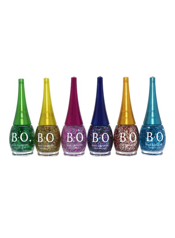 

B.O 6-Piece Nail Lacquer Glossy Nail Polish Set, Multicolour