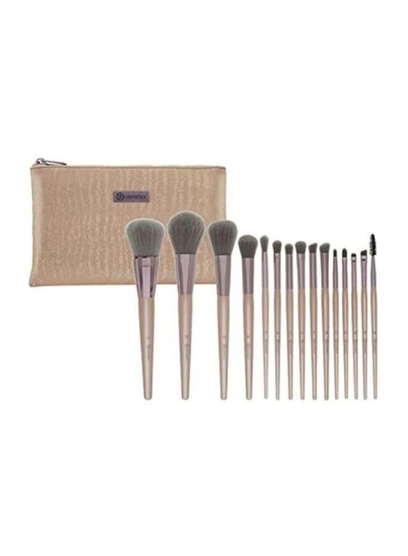

Bh Cosmetics 15-Piece Brush Set with Cosmetic Bag, Brown