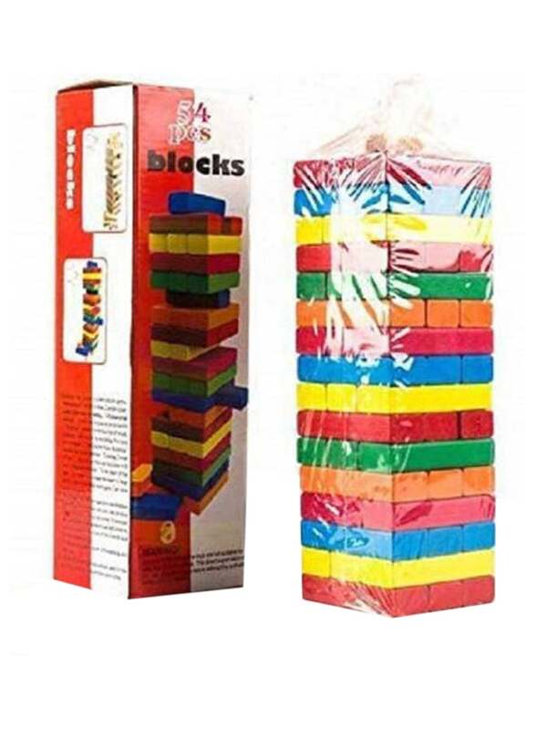 

Tower Challenge Wooden Colored Blocks Puzzle Toy, 54 Pieces, Ages 3+, Multicolour