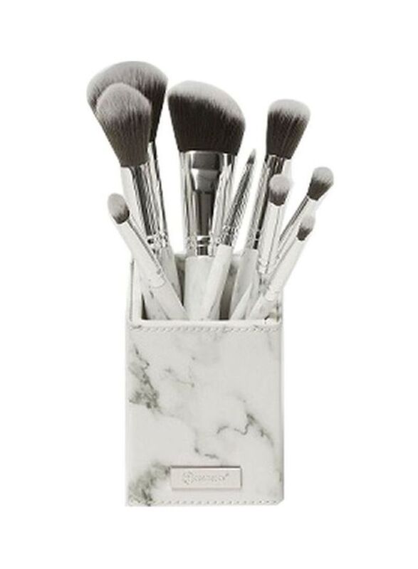 

Bh Cosmetics 9-Piece Synthetic Brush Set with Angled Brush Holder, White