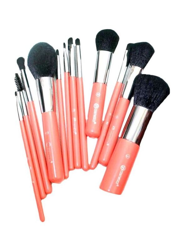 

Bh Cosmetics 12-Piece Printed Makeup Brush Set, Orange/Black/White