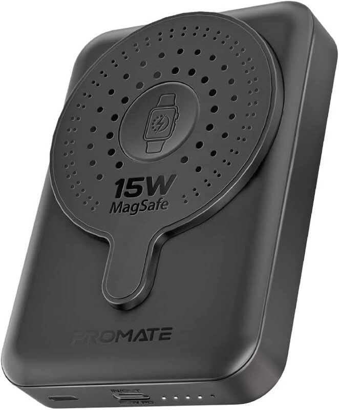 

Promate 10000mAh Magnetic Wireless Power Bank, with 20W USB Type-C Port, Black