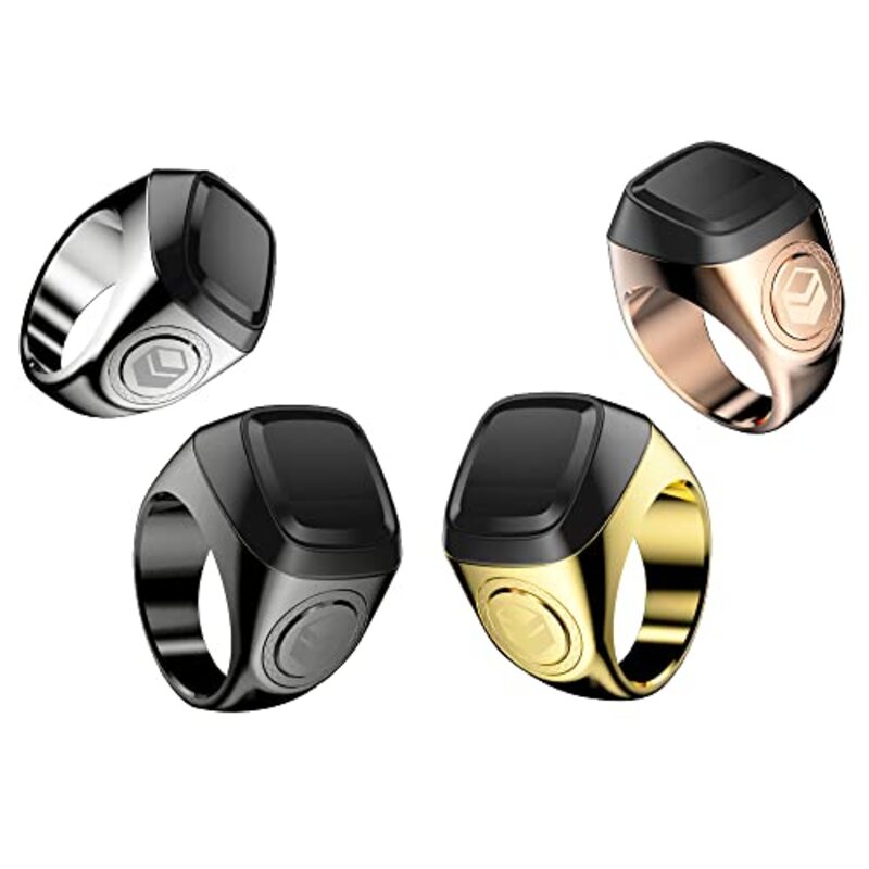 iQibla Tasbih Zikr Water Resistant Smart Ring for Men, 18mm, Grey