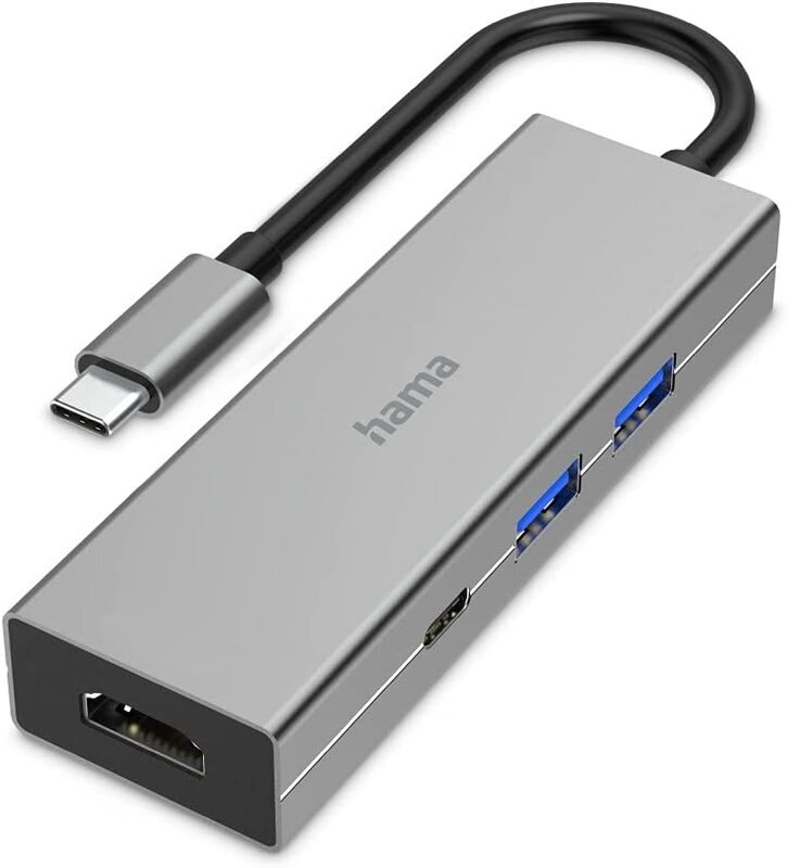 

Generic Hama USB-A, USB-C and HDMI Multiport Hub, 200107, Grey