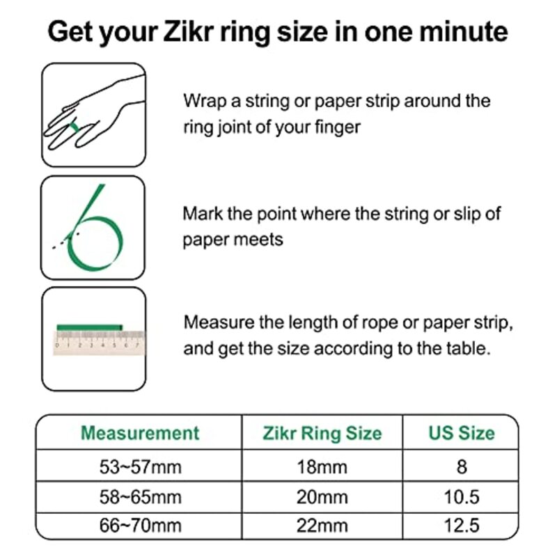 iQibla Tasbih Zikr Water Resistant Smart Ring for Men, 22mm, Grey
