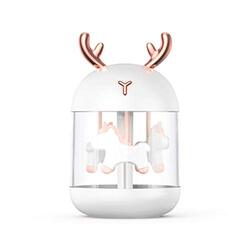 Shfisii LED USB Aroma Diffuser Horse Humidifier, 300ml, White/Pink