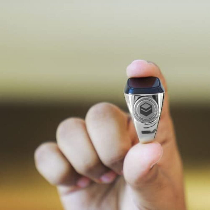 iQibla Tasbih Ziker Water Resistant Smart Ring for Men, 22mm, Silver